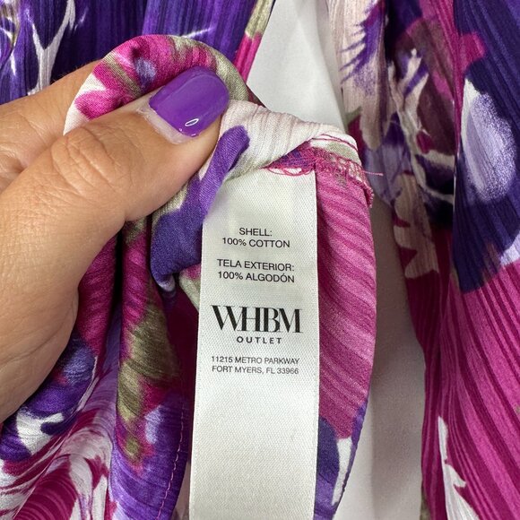 NWT White House Black Market Long Sleeve Crinkle Top Floral Bunches Baie #WHBM80 - Picture 4 of 7